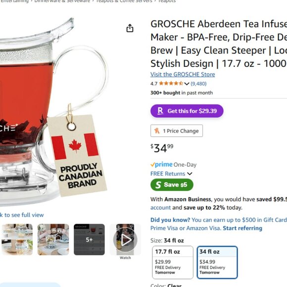 GROSCHE Aberdeen Tea Infuser Teapot & Smart Tea Maker - Picture 4 of 4